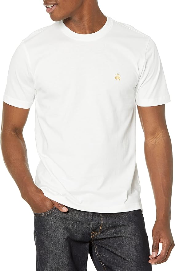 Brooks Brothers Men's Supima Cotton Short Sleeve Crewneck Logo T-Shirt, White