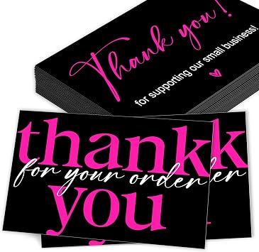 50PCS Customer Thank You Cards Thank You for Supporting My Small Business 2" x 3.5" Small Customer Appreciation Card for Shop Online Retailers Business Supplies and Local Stores - A12