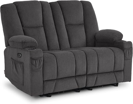 MCombo 62 in Power Reclining Loveseat with Heat & Massage 6034M1 (Grey)
