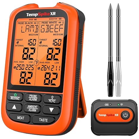 TempSpike 2000ft Wireless Meat Thermometer with 2 Ultra-Thin Wireless Meat Probes Smart Meat Thermometer Digital Wireless for Rotisserie, Smoker, BBQ, Grill, Kitchen Cooking Thermometer