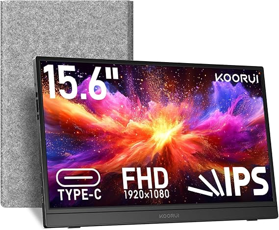 KOORUI 15.6 inch Portable Monitor, FHD 1080P IPS External Display