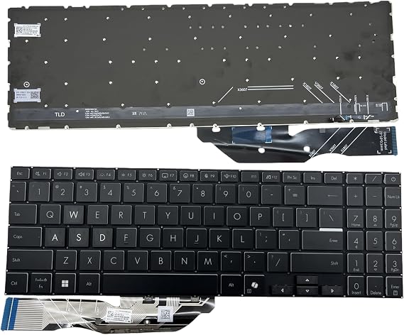 New laptop keyboard US layout for the Fearless Pro16 2025 V3607V RTX5050 SG-C0380-XUA 0KN1-K71US56 white lettering with AI key backlight power button (V3607V (keycap front black, side white)