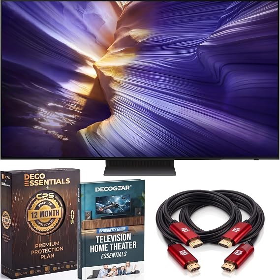 Samsung 48-Inch S90F OLED 4K AI Smart TV - NQ4 AI Gen3 Processor, AI Upscaling Pro, 144Hz, Dolby Atmos, QN48S90FAEXZA (2025) Bundle with Deco Essentials Exclusive Protection + Home Theater Guidebook