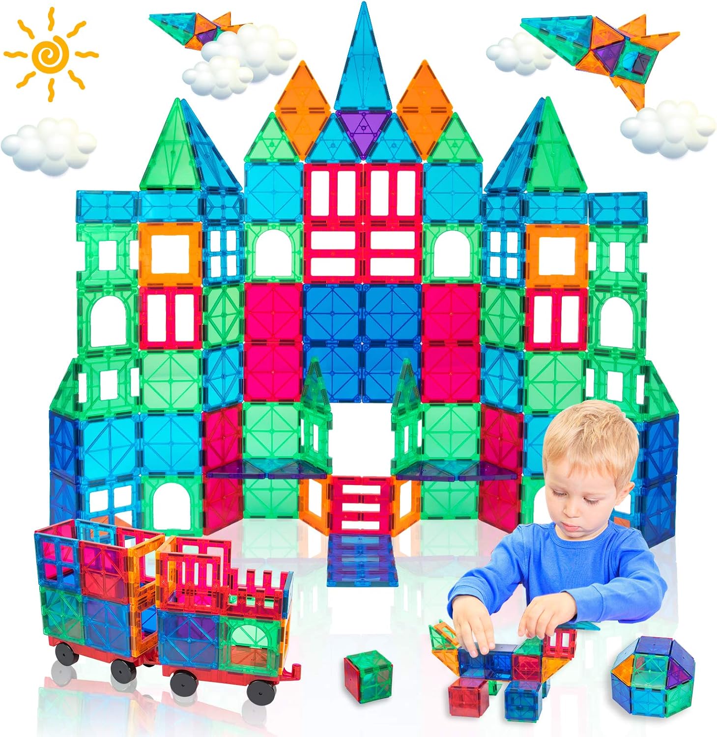 Anbalulu Magnet Tile Building Blocks Magnet Toys Extra Strong Magnets &amp; Super Durable 3D Tiles, 78PCS Inspirational Educational Toys for Over 3 Years Old Boys Girls as Gifts