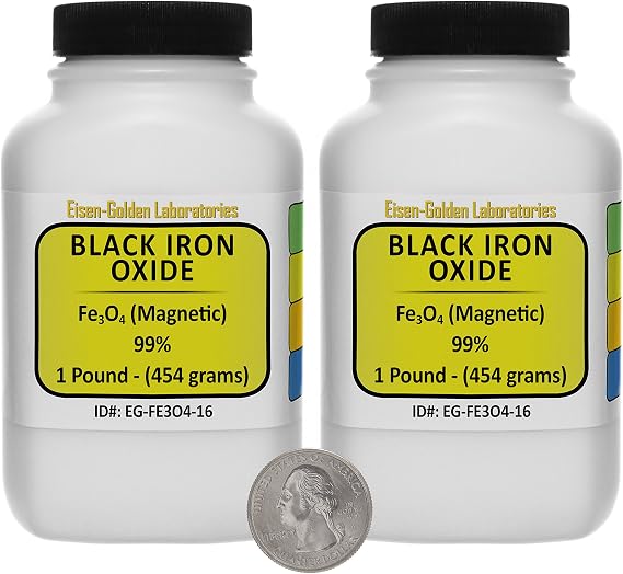 Black Iron Oxide [Fe3O4] 99% ACS Grade Powder 2 Lb in Two Space-Saver Bottles