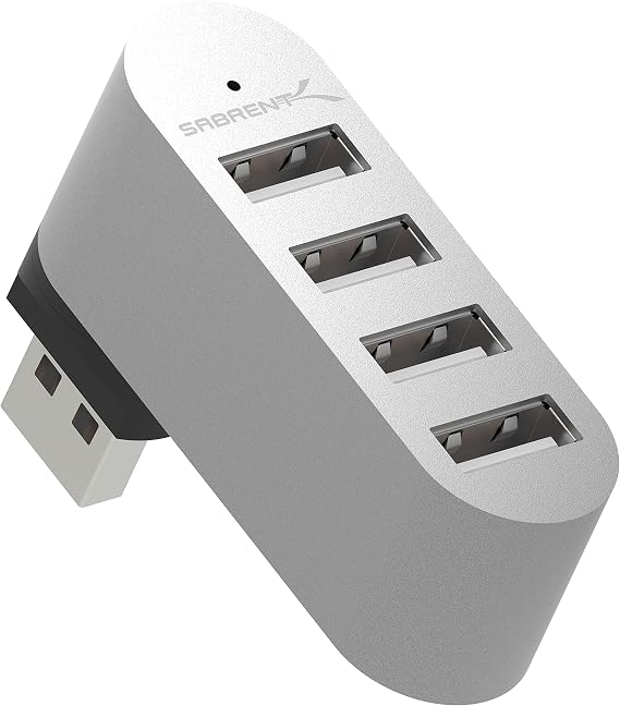 Sabrent Premium 4 Port Aluminum Mini USB 2.0 Hub [90/180 Degree Rotatable] (HB-UMMC)