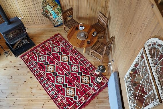 Turkish Kilim Area Rug, Medallion Accent Rug for Living Room and Bedroom, Custom Boho Accent Carpet