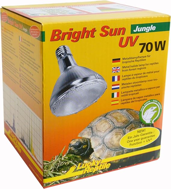 Lucky Reptile Bright Sun UV Jungle - 70 W metal halide lamp for E27 sockets - terrarium lamp with daylight spectrum - heat lamp with UVA & UVB radiation - UV lamp for tropical reptiles
