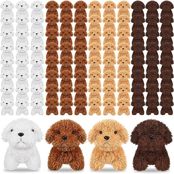 Sosation 100 Pcs 4.72 Inch Mini Puppy Stuffed Animals Bulk Adopt a Puppy Favors Plush Dog Toys for Back to School Classroom Rewards Teacher Prize Box Student Gifts Party Supplies (Standard Multicolor)
