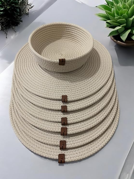 7 Piece Supla Set, Serving Base and Basket, Cream Color Luxury American Serving Set