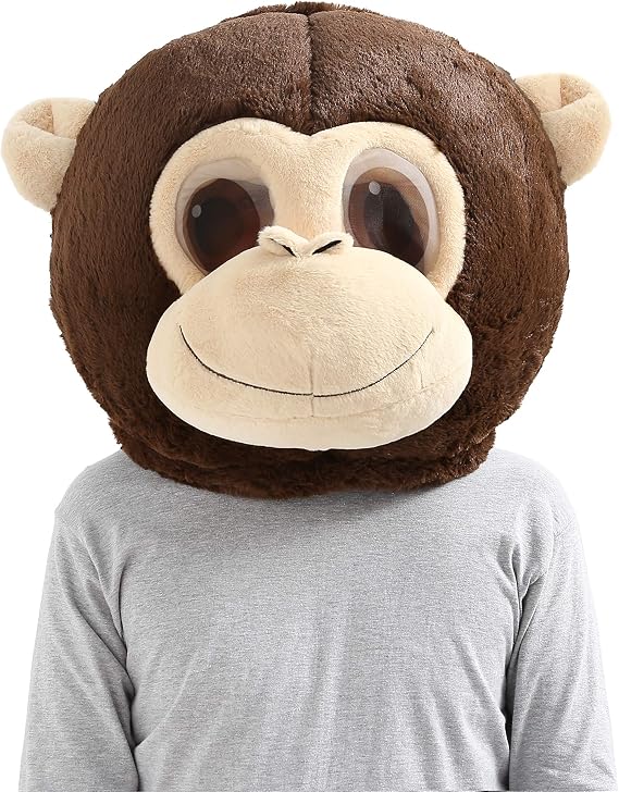 Plush Halloween Monkey Head Mask Mascot Costume