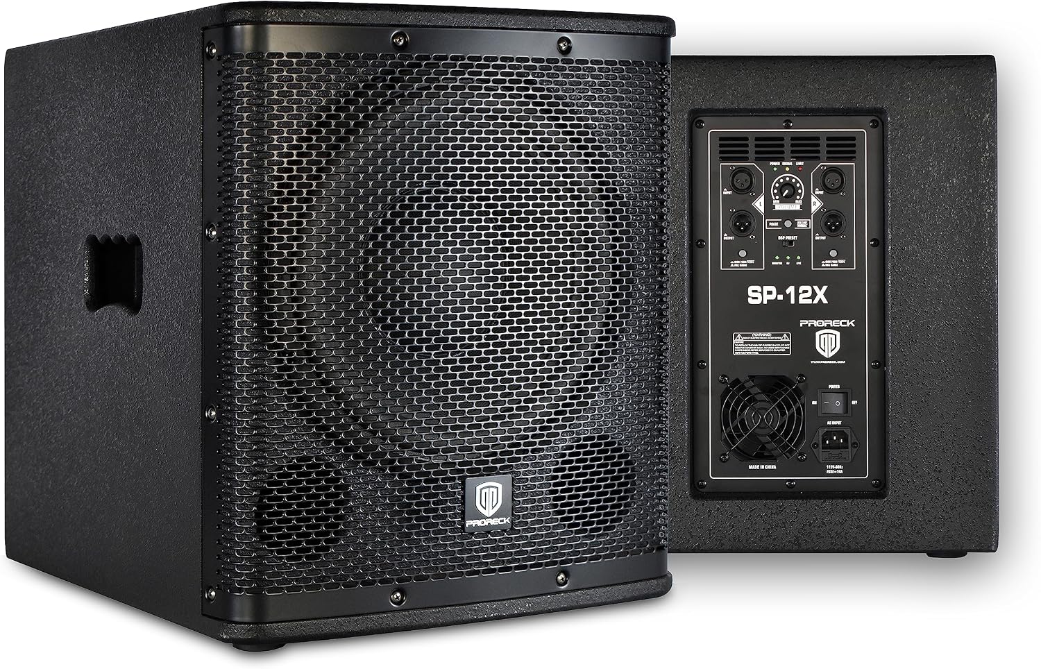 PRORECK SP-12X Active Power PA DJ Subwoofer Cabinet 12 1000W P.M.P.O with Class D Amplifier 3DSP Preset Monitor Enhanced Bass Black for Wedding Party Concert Church