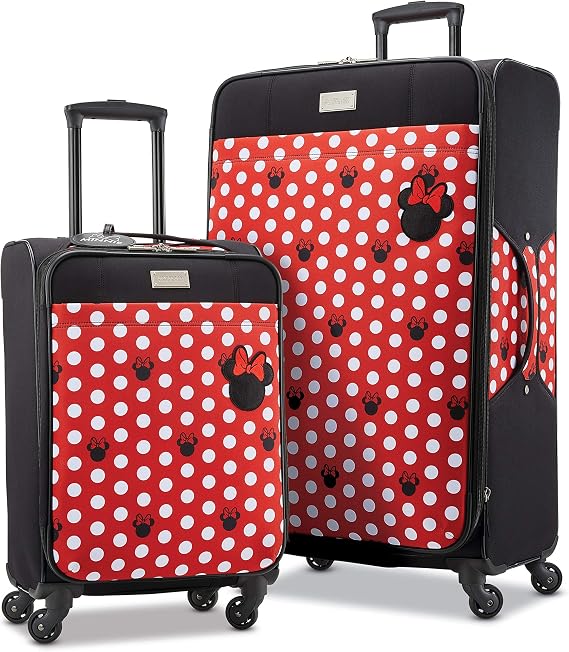 American Tourister Disney Softside Luggage with Spinner Wheels, Minnie Mouse Dots, 2-Piece Set (21/28)