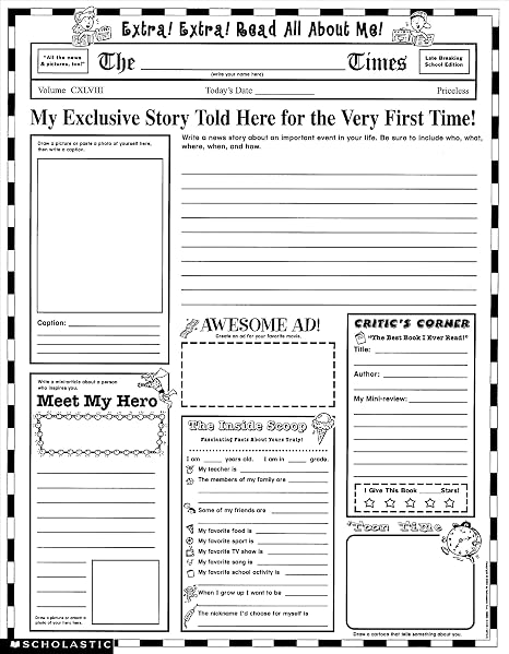 Instant Personal Poster Sets: Extra, Extra, Read All About Me!: Big Write-and-Read Learning Posters Ready for Kids to Personalize and Display With Pride!