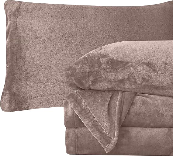 Elegant Comfort Velvet Plush Flannel Sheet Set, King, Rose