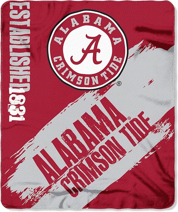 Northwest NCAA Alabama Crimson Tide Unisex-Adult Fleece Throw Blanket, 50" x 60", Painted