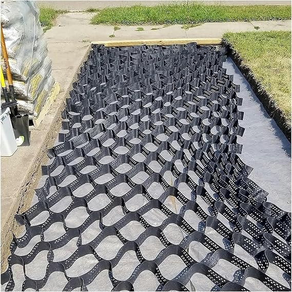 Gravel Stabilizer Driveway Ground Grid, Heavy Duty Geo Grid with Drain Holes, Driveway Pathway Geocell Gravel Grid,for Garage, Garden, Driveway, Walkway Garden (Size : 2x8m(6.5x26ft))