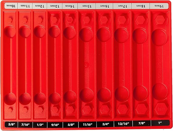 TOOL SORTER SOCKET ORGANIZER (RED) | Reduce Frustration, Save time| Easy-to-Read Labels | Metric & SAE | Professional Quality Tool Organizer | Made in USA