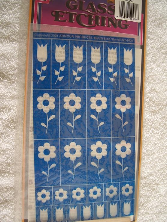 Armour Etch Rub N Etch Stencil Daisies and Tulips, 5-Inch by 8-Inch