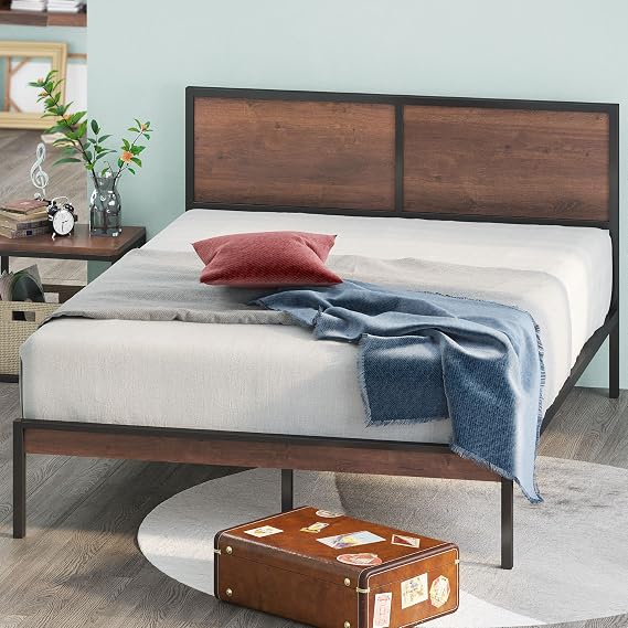 Zinus Mory Metal Platform Bed Frame with Split Headboard, Wood Slat Support, No Box Spring Needed, Easy Assembly, Twin