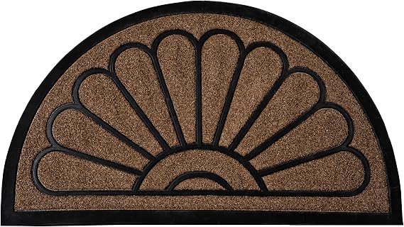 ubdyo Half Circle Door Mat Outdoor Entrance (29" x 17", Bright Brown) | Dirt Trapping, Non slip Rubber Backing, Indoor or Outdoor Use, Welcome Mat, Stain fade Resistant, Entryway Rug