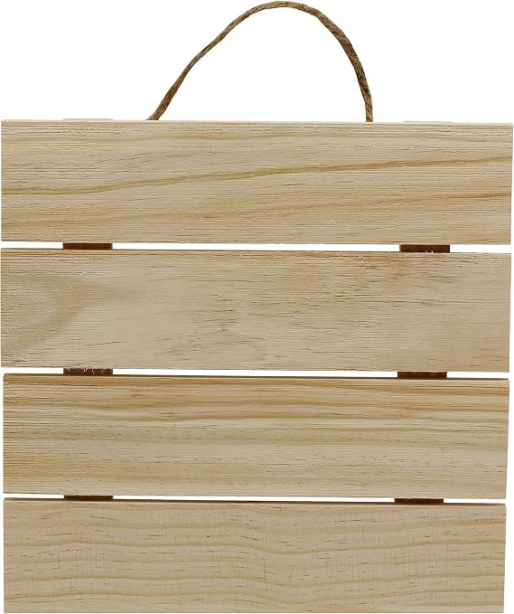 Creative Hobbies 10x10 Inch Unfinished Wood Hanging Plaque - DIY Pallet Sign, Notch Banner, Wooden Sign, Wood Slice, Decorative Plaque, Rustic Decor for Shop Home, Craft Projects