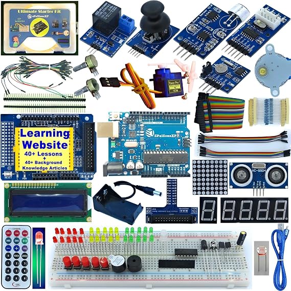 Starter Kit Compatible with Arduino Uno R3, the Most Detailed 50+ Lessons, Plus 40+ Background Knowledge Articles, Detailed Explanation, Compass, Gyro UK (Ultimate Starter Kit)