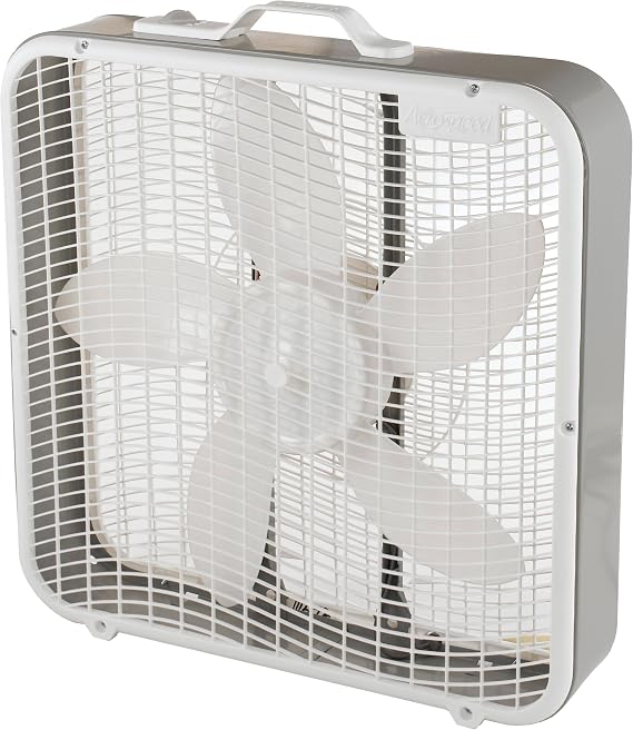 Camair Aerospeed 20-Inch 3-Speed Premium Box Fan with Energy Efficient Design and Carrying Handle, Light Gray