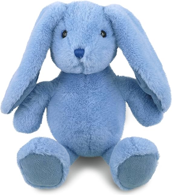 DolliBu Baby Blue Rabbit Stuffed Animal - Bunny Plush Toy Gift - 8 inches