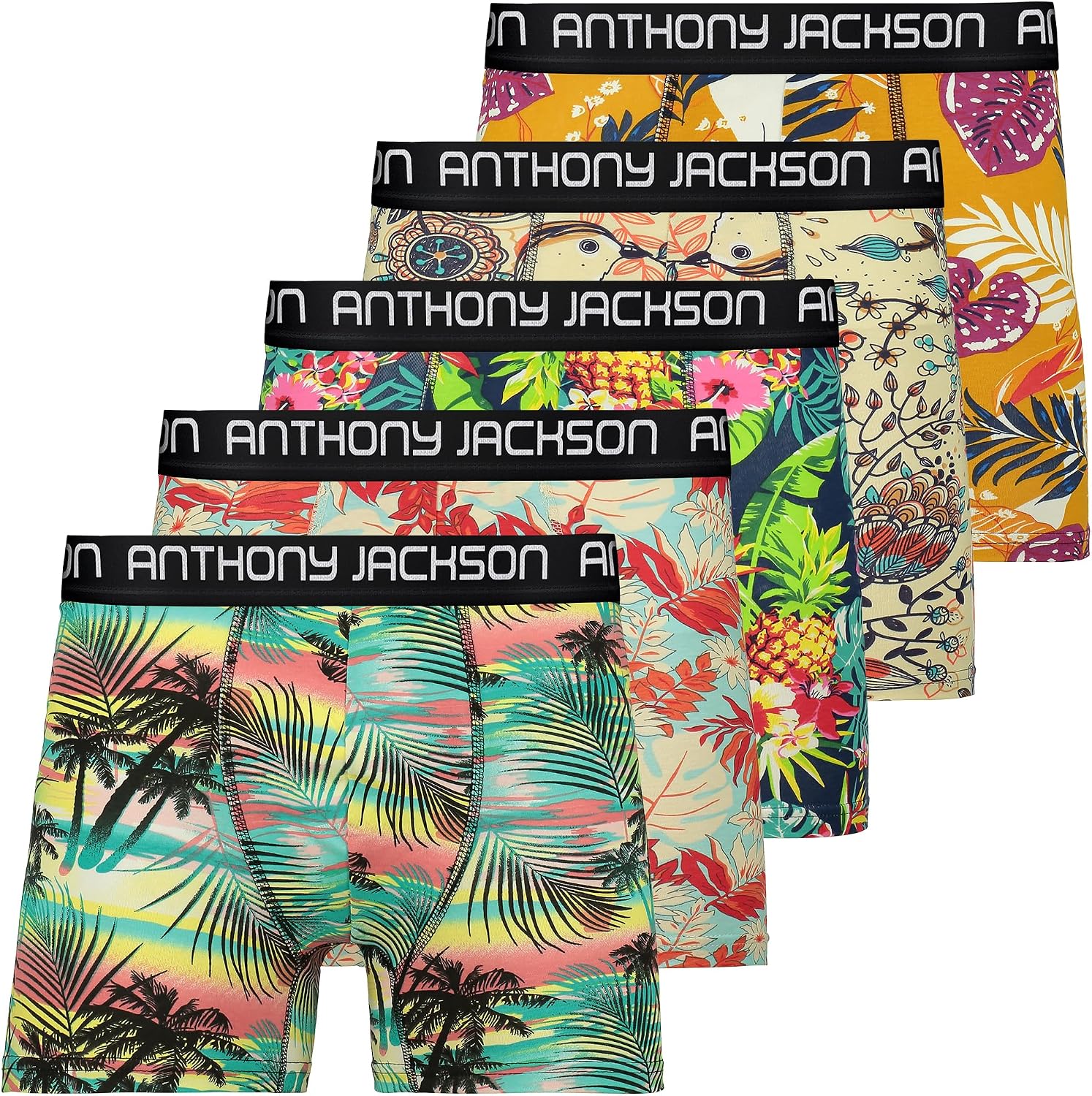 Anthony Jackson Lycra 5-in-3 Box Pattern Premium Mens Boxer Palm Horizon