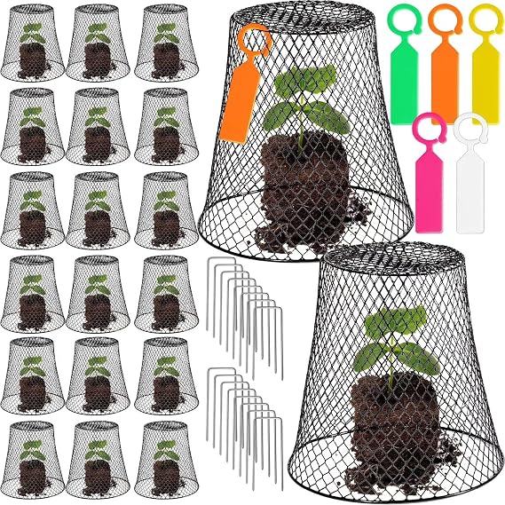 20 Pcs Large Chicken Wire Plant Covers,11inch H Wire Garden Cloches Dome Chicken Wire Plant Protector Metal Heavy Duty Garden Plant Cloche for Keeping Bunnies Chicken Squirrels Birds Other Out