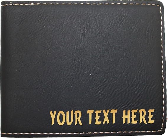 My Personal Memories Custom Personalized Bifold Wallet - Engraved With Your Text (Black with Gold)