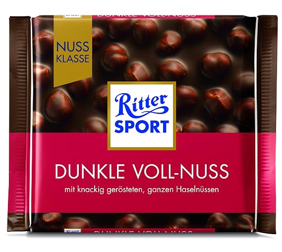 Ritter Sport Chocolate | Ritter Sport With Whole Nuts | Ritter Chocolate | German Chocolate Bars | 3,5 Ounce Total