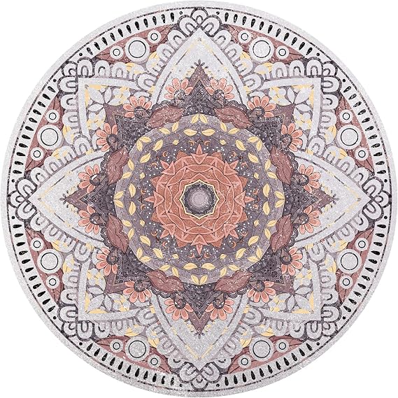 Knsbk Yoga Mat Large Round 12.7x3.5mm Extra Thick Ultra Comfortable Non-Slip Meditation Mat