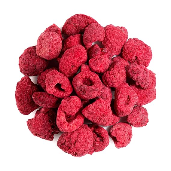 Freeze Dried Raspberries Whole Fruit - Snacking and Baking | Crisp tart raspberries with vibrant color and concentrated flavor ready to snack from the bag or fold into baked goods
