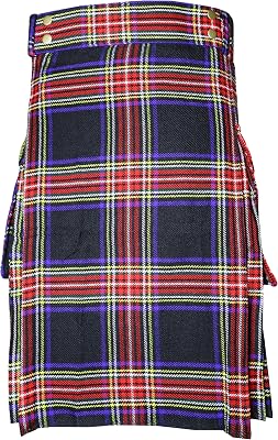 Tartan Utility Kilts for Men 8 Yard 13oz Kilt Traditional Highland Tartan Scottish Mens Kilt