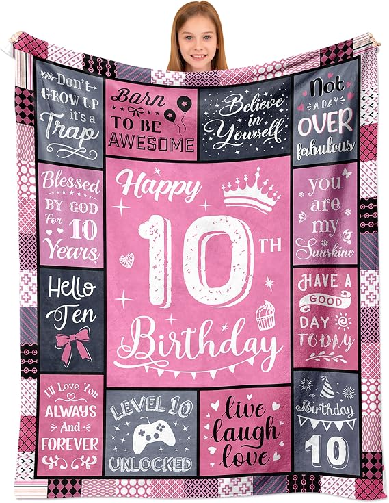 10 Year Old Girl Birthday Gift,Gift for 10 Year Old Girls Blanket