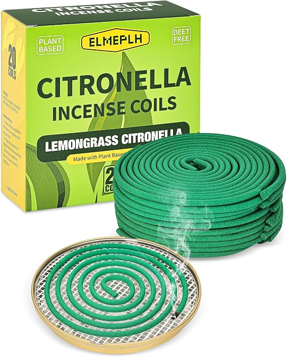 Citronella Incense Coil Outdoor - Each Burns for 8 Hours Contains 20 coils & 1 Stands
