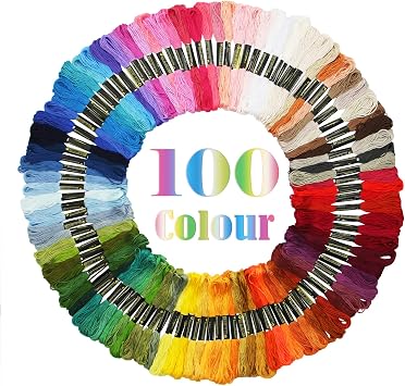 ATDAWN Rainbow Color Embroidery, Cross Stitch Threads, Bracelets, Crafts Floss, 100 Count