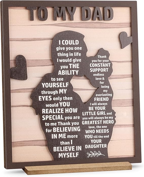Wooden Silhouette Sign Plaque - Best Dad Ever Gifts, Father's Day & Ideas for Dad