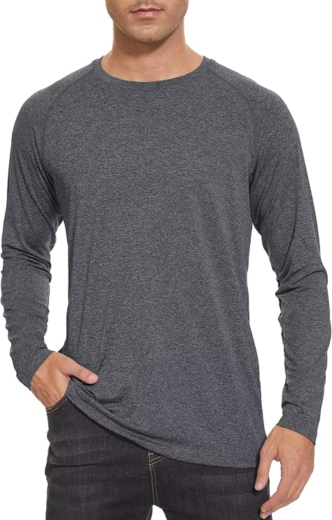 KEFITEVD Men's Long Sleeve UV Shirts Outdoor UPF 50+ Sun Protection Rash Guard Quick Dry Fishing Hiking Running T-Shirts