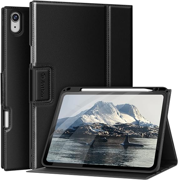 Antbox Case for iPad Air 11-inch M4/M3/M2 (2026/2025/2024), iPad Air 5th/4th Generation 10.9'' Vegan Leather with Pencil Holder Typing Angle Auto Sleep/Wake Muti-Stand
