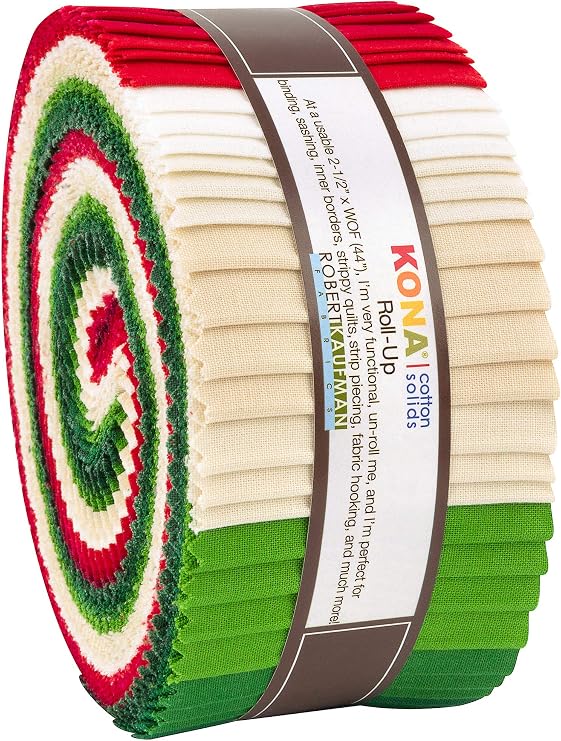 Kona Cotton Solids Holiday Roll Up 40 2.5-inch Strips Jelly Roll Robert Kaufman Fabrics RU-780-40