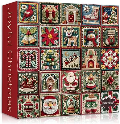 PICKFORU Christmas Puzzles 1000 Pieces for Adults, Christmas Vacation Puzzle Christmas Tree Snowman Snowflake Santa Claus, Winter Holiday Xmas College Jigsaw Puzzle