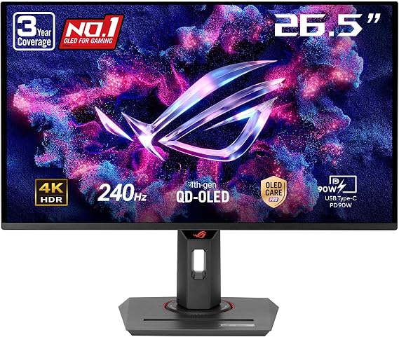 ASUS ROG XG27UCDMG 27 Inch 4K 240Hz Tandem QD-OLED G-SYNC Gaming Monitor