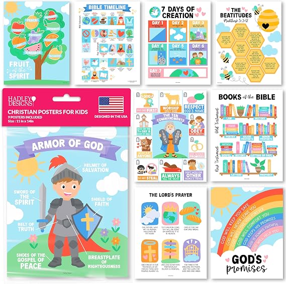 Bible Posters for Kids - Sunday School Decorations for Classroom Must Haves