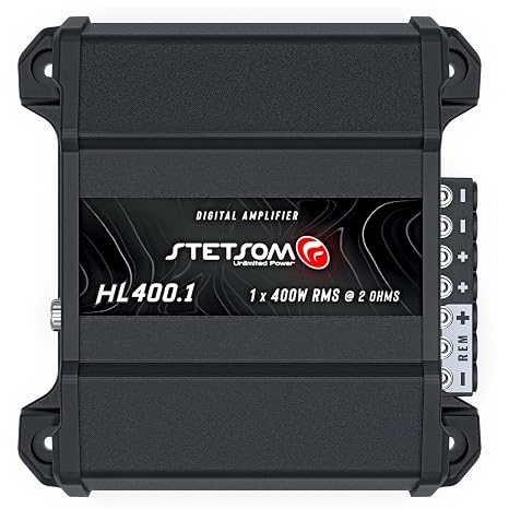 Stetsom HL 400.1 Class D Full Range Amplifier 1 Channel 400 Watts, RCA Input and High Wire Input, Variable Crossover - 2 Ohms