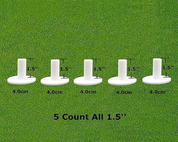 FINGER TEN Rubber Golf Tees for Mats 5 Pack | Driving Range Tee 5 Pack 1.5" 2.25" 2.75" 3" 3.13" Same/Mixed Height, Indoor Outdoor Practice Use, Stable Ball Holder