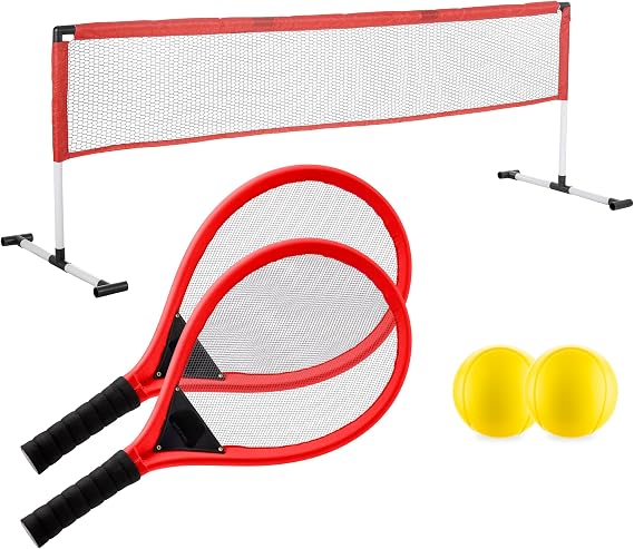 Toyrific Kids Tennis Set Incudes 2 Rackets, 2 Balls and Net, Easy Assemble, Outdoor Sports Game for Kids