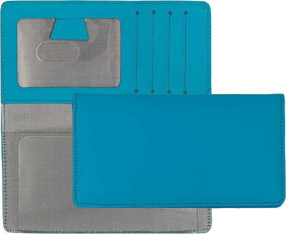 Teal Smooth Leather Checkbook Cover for Top Tear Personal Checks